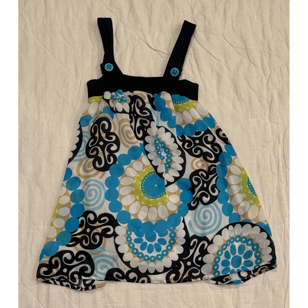Piper & Blue Women Medium Blue Floral Smocked Button Strap Tank Top Boho‎ Cami